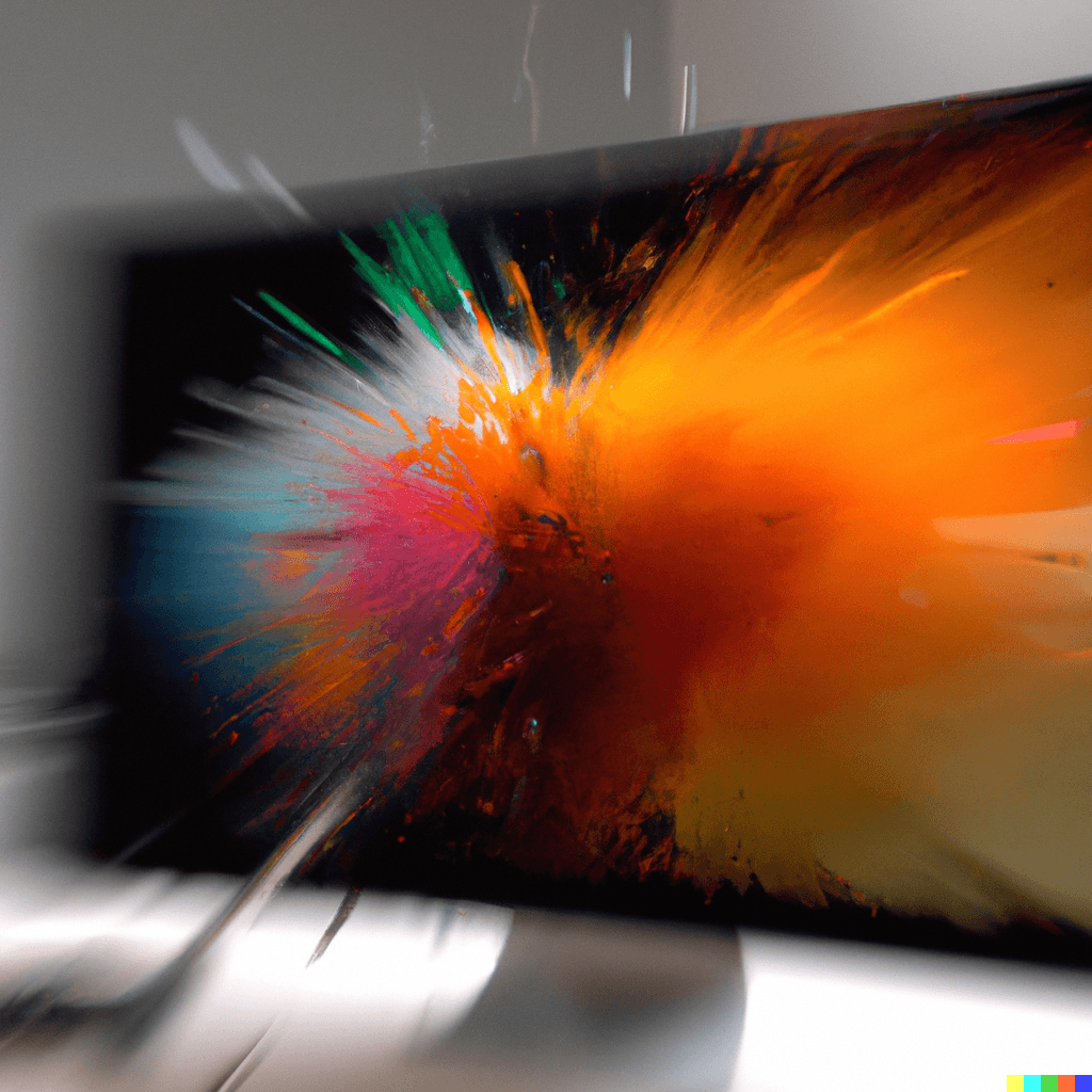 an explosion of colour from a computer screen digital art
