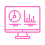 a computer monitor with a graph on it in the contentifai brand hot pink colour