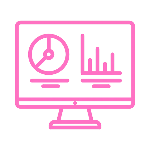 a computer monitor with a graph on it in the contentifai brand hot pink colour