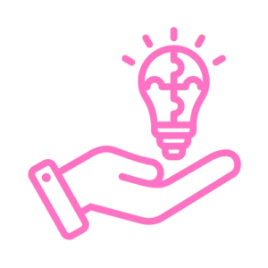a hand holding a light bulb with a puzzle piece on it in the contentifai brand hot pink colour