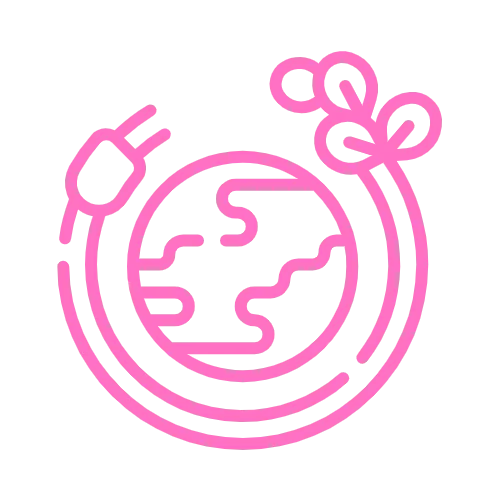 a pink and white logo with an earth and a plug in the contentifai brand hot pink colour