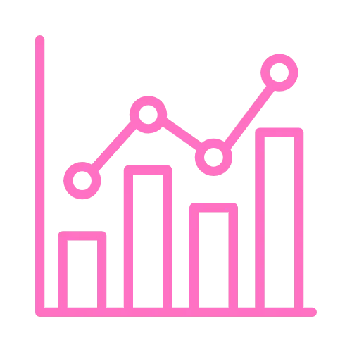 Pink bar chart icon representing the monthly AI visibility and web performance report
