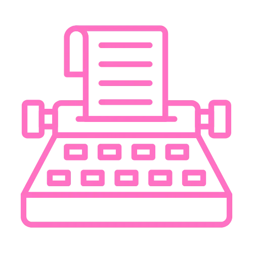 Typewriter icon in Contentifai hot pink, representing monthly blog content