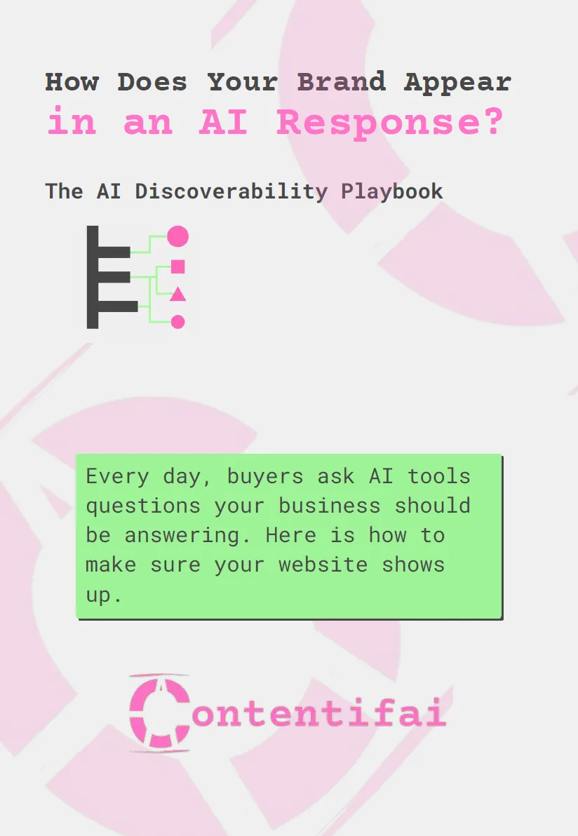 Cover page image - How does your brand appear in an AI response - AI discoverability playbook  for AEO and GEO by Contentifai