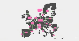 Geometric network diagram representing financial market infrastructure connections across Europe, feature post image on the Contentifai blog