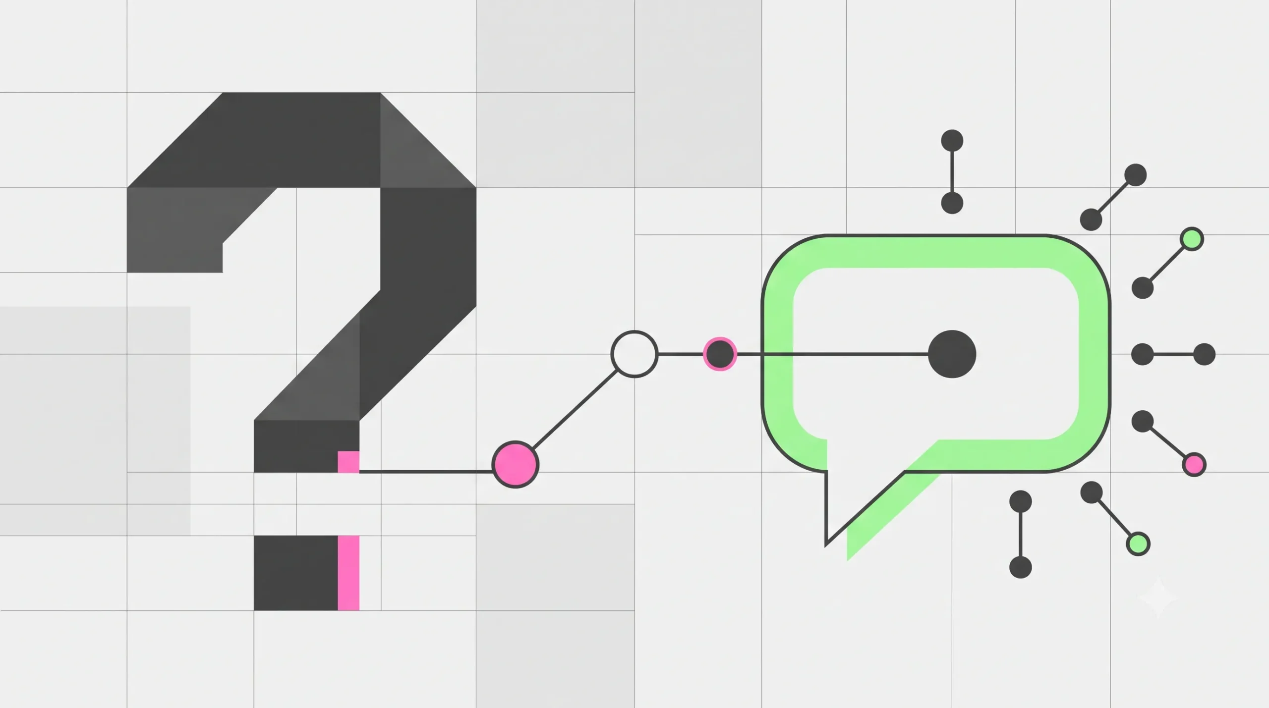 Bauhaus-style illustration of a question becoming an AI answer, from the what is AEO guide on the Contentifai blog